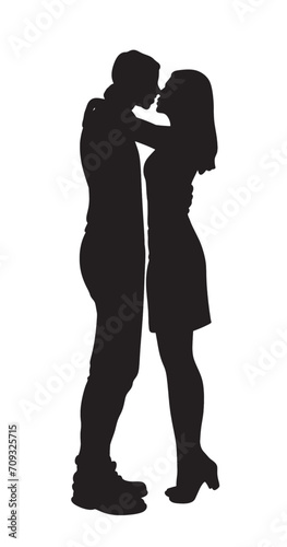 Silhouettes of Romantic Couple. Man and Woman Happy Together. Male and Female Figure. Romantic and Love Concept. Happy Valentines Day Illustration. Vector. photo