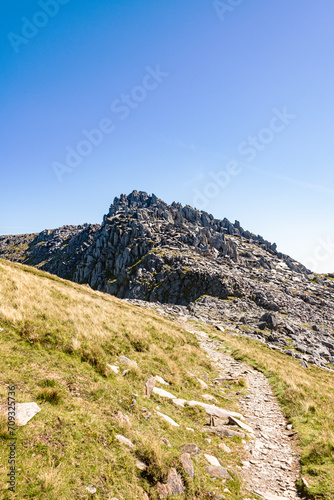 Gylder Fawr and Glyder Fach with view of Yr Wyddfa - Mount Snowden