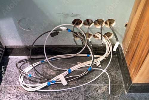 Electrical wires in wall. P...
