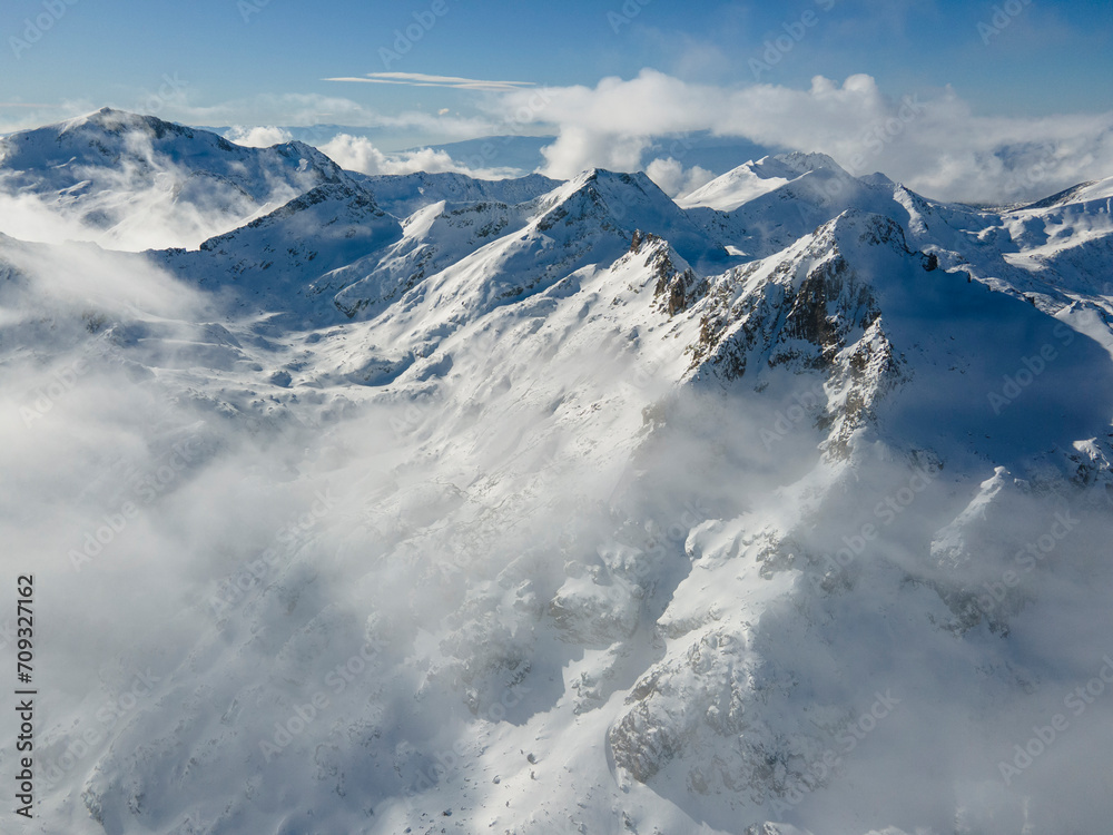 Winter view of Pirin Mountain near Polezhan and Bezbog Peaks, Bulgaria