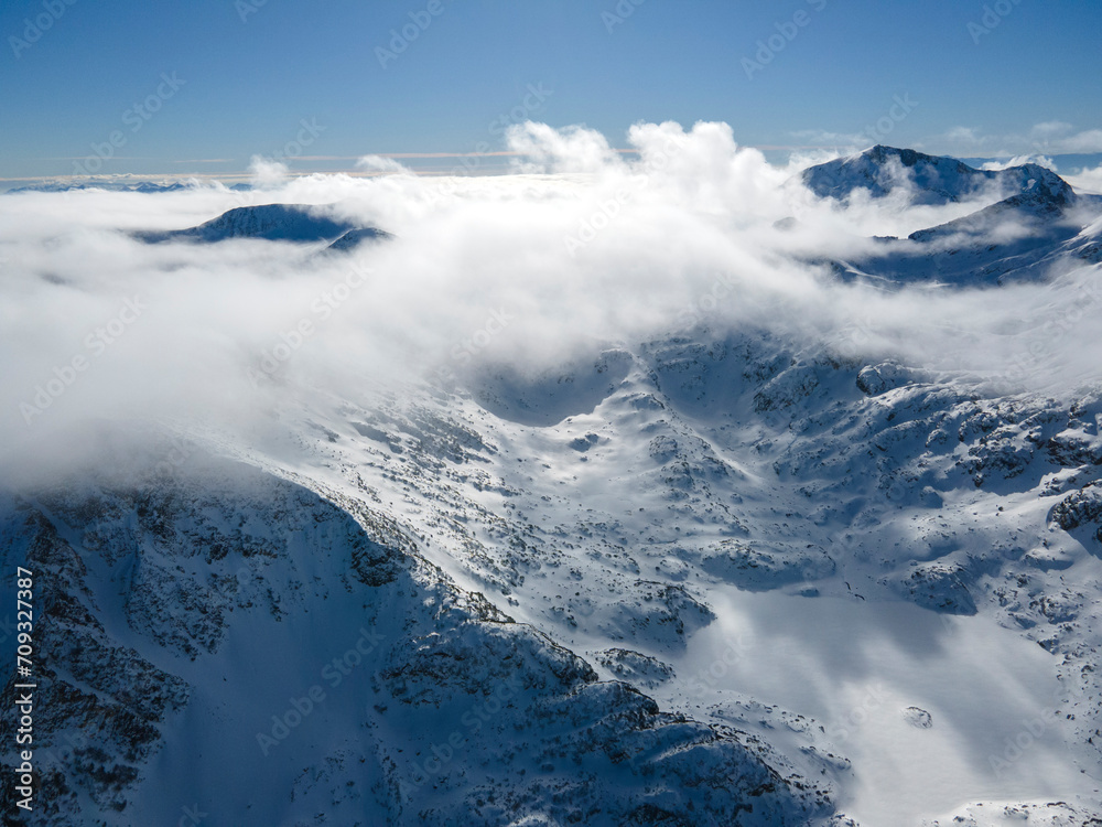 Winter view of Pirin Mountain near Polezhan and Bezbog Peaks, Bulgaria