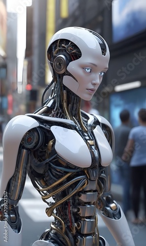 A humanoid robot based on artificial intelligence, in a human world