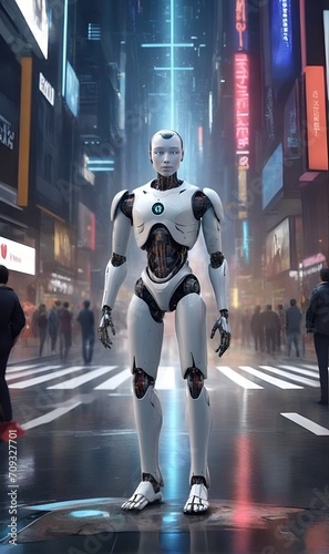 A humanoid robot based on artificial intelligence, in a human world © A_A88