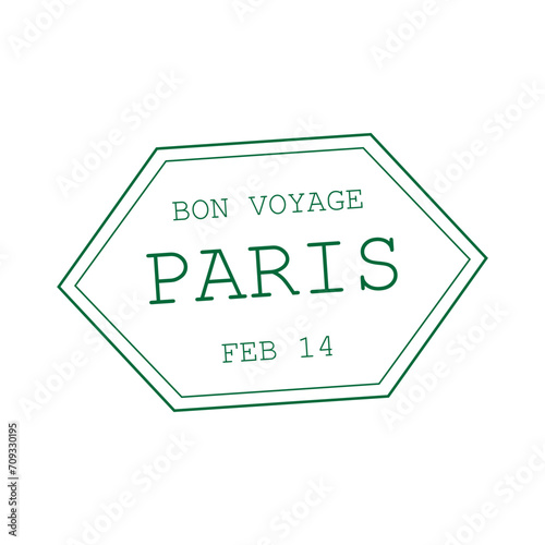 Paris Bon Voyage 14 february - postal rubber stamp