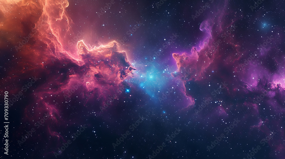the nebula in space with stars  - obrazy, fototapety, plakaty 