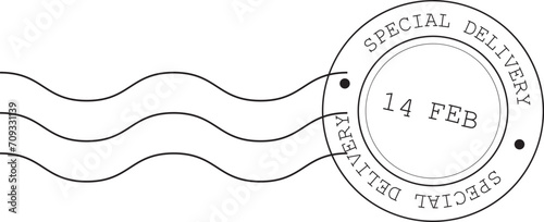 Special delivery 14 february - postal rubber stamp