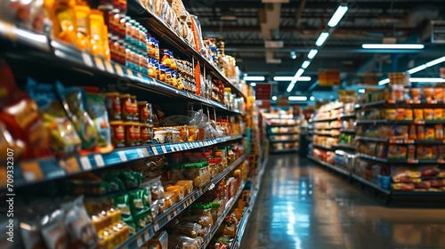 Generative AI : A grocery store aisle with labels indicating healthy alternatives