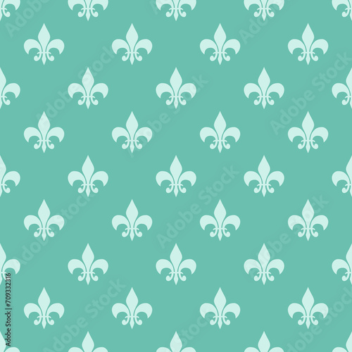 Fleur De Lis green French Damask Luxury Decorative Fabric Pattern