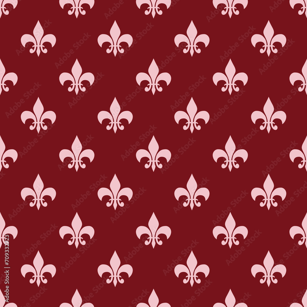 Fleur De Lis Red French Damask Luxury Decorative Fabric Pattern Fleur De Lis Red French Damask Luxury Decorative Fabric Pattern