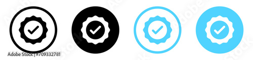 Verified badge icon tick symbol Vector blue verification badge approved check mark icon - Quality certify icon . official account profile verify