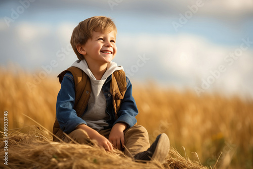 farmer child in a field of wheat © StockUp