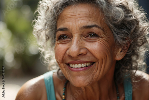 Senior Brazilian Latin American woman, old mature elderly female smiling