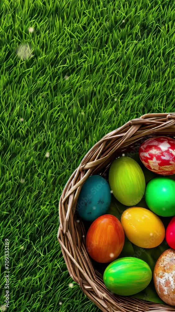 Vertical video easter eggs on the grass. Happy Easter. Cheerful animation. Vertical video easter eggs on the grass. Happy Easter. Cheerful animation.