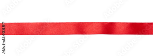 Red shiny ribbon on white isolated background