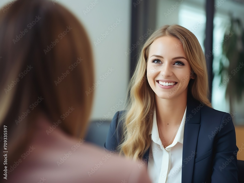 Obraz premium Generative AI : Young woman doing a job interview