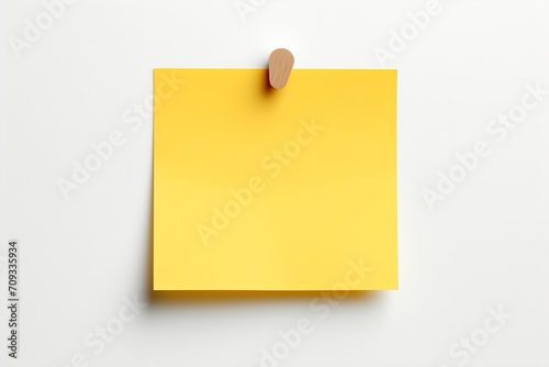 Generative AI : Yellow note paper pinned on white background. photo