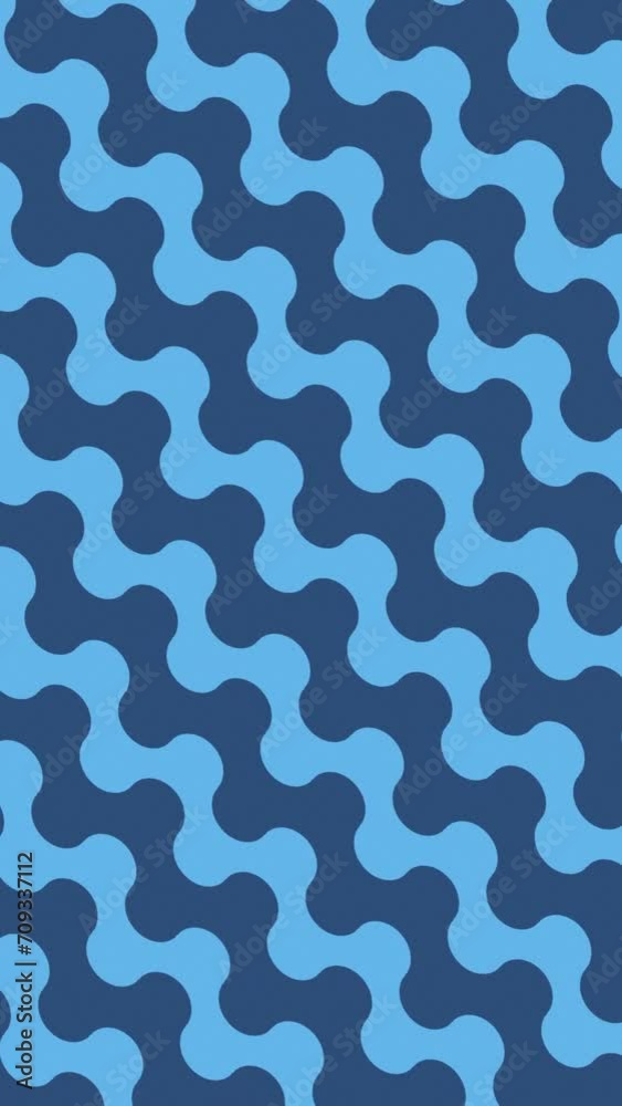 Curved and wavy zigzag lines of stripes moving diagonally over a blue color background. geometric pattern. Flat minimalistic seamless looped animated video. Curved and wavy zigzag lines of stripes moving diagonally over a blue color background. geometric pattern. Flat minimalistic seamless looped animated video.