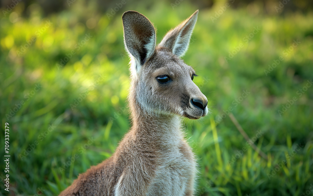 Fototapeta premium Kangaroo close up face.Generative AI