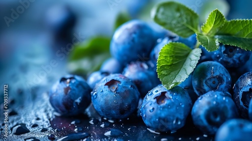 Wallpaper Mural Generative AI : Blueberry. Fresh organic berries macro. Fruit background Torontodigital.ca