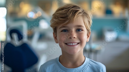 boy smiling at the dentist's office