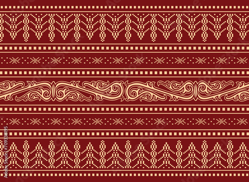 TRADITIONAL ORNAMENT OF BATAKNESE, TRADITIONAL FABRIC CALLED ULOS, PATTERN, BACKGROUND, NORTH OF SUMATERA