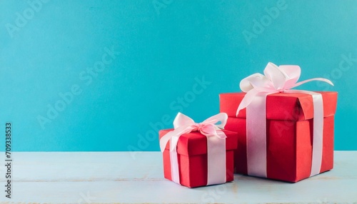 3d rendering of gift boxes on blue background minimal scene valentine © Wendy