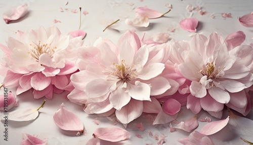elegant collection of soft pink flower petals on a background