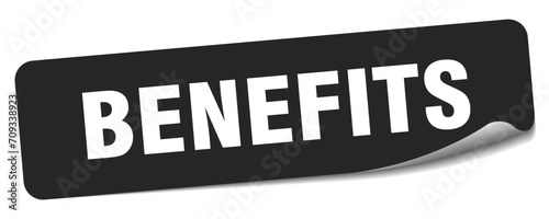 benefits sticker. benefits label