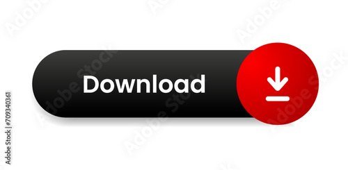 3D download button icon. Upload icon. Down arrow bottom side symbol. Click here button. Save cloud icon push button for UI UX, website, mobile application.
