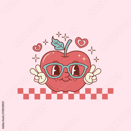 cute retro illustration for apple teachers wearing glasses for holidays 