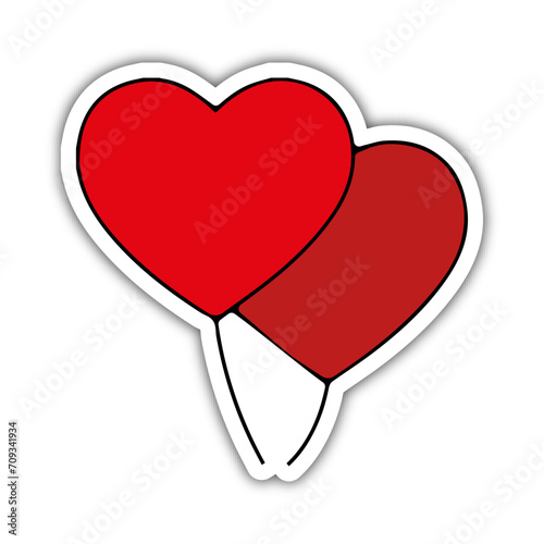 Pictogramme icone et symbole saint valentin amour love coeur ballons rouge et noir relief