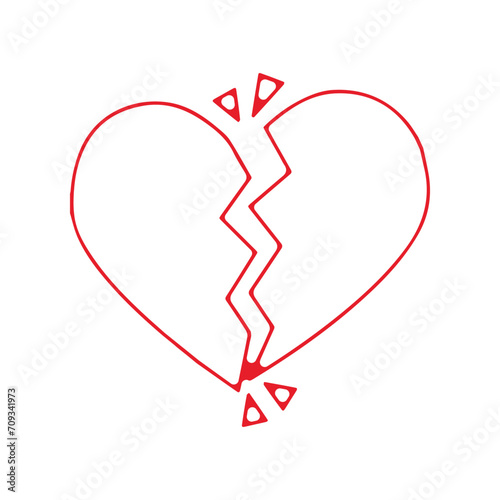 Pictogramme icone et symbole saint valentin amour love coeur brisé rompre rouge photo