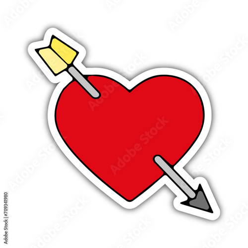 Pictogramme icone et symbole saint valentin amour love coeur cadeau coeur fleche couleur relief