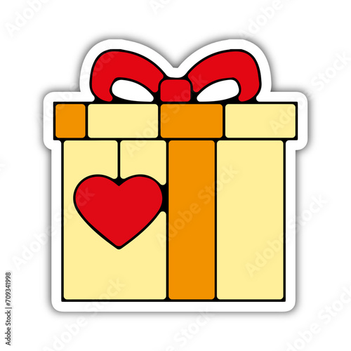 Pictogramme icone et symbole saint valentin amour love coeur cadeau couleur relief