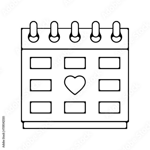 Pictogramme icone et symbole saint valentin amour love date calendrier