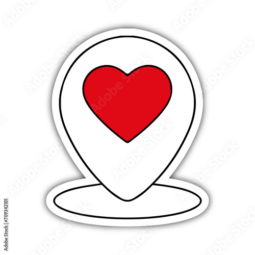 Pictogramme icone et symbole saint valentin amour rendez vous carte geolocalisation relief