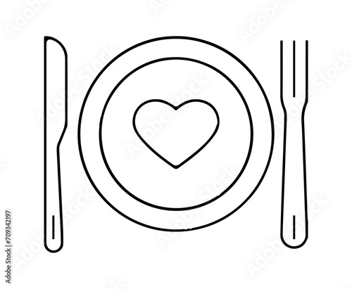Pictogramme icone et symbole saint valentin amour repas diner
