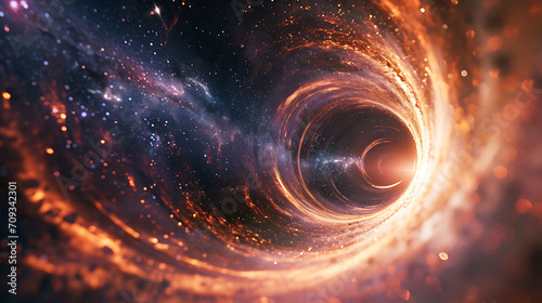 an orange black hole spiral in space