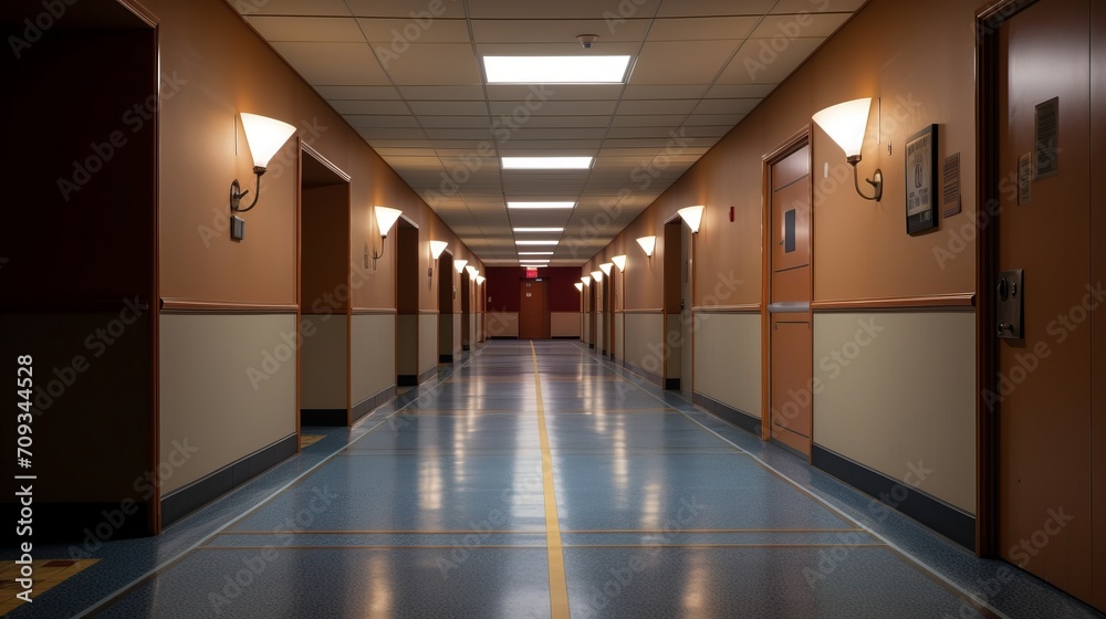 Generative AI image of corridor and elevators 