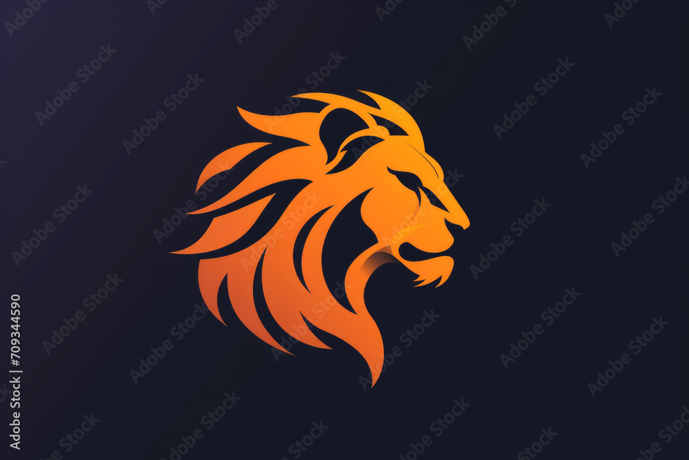 Lion head illustrated as a flat, two-color logo for branding, marketing, company or startup marking, isolated on a solid background Lion head illustrated as a flat, two-color logo for branding, marketing, company or startup marking, isolated on a solid background