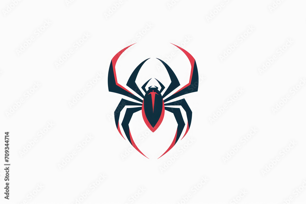 Spider illustrated as a flat, two-color logo for branding, marketing, company or startup marking, isolated on a solid background Spider illustrated as a flat, two-color logo for branding, marketing, company or startup marking, isolated on a solid background