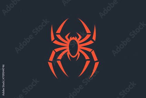 Spider illustrated as a flat, two-color logo for branding, marketing, company or startup marking, isolated on a solid background photo