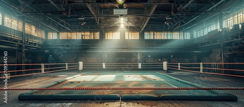 Gym's boxing arena prepares for action. © AkuAku