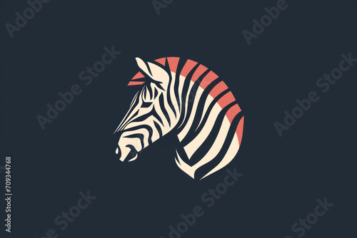 Zebra head illustrated as a flat, two-color logo for branding, marketing, company or startup marking, isolated on a solid background