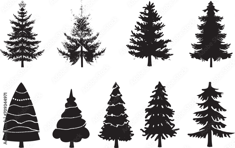 Obraz premium Set Trees. Hand drawn vector illustration