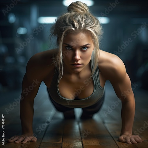 Fitness Empowerment: Woman's Strength Unleashed in Gym Workout, fitness, empowerment, gym, exercise, and strength, conveying a message of health, vitality, 