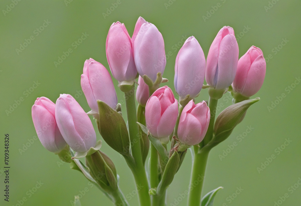 Fototapeta premium Cluster of pink Virginia bluebell buds in early spring