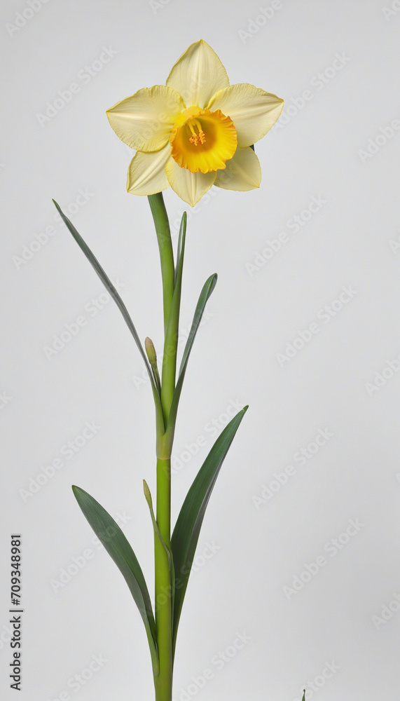 Yellow narcissus on white backdrop