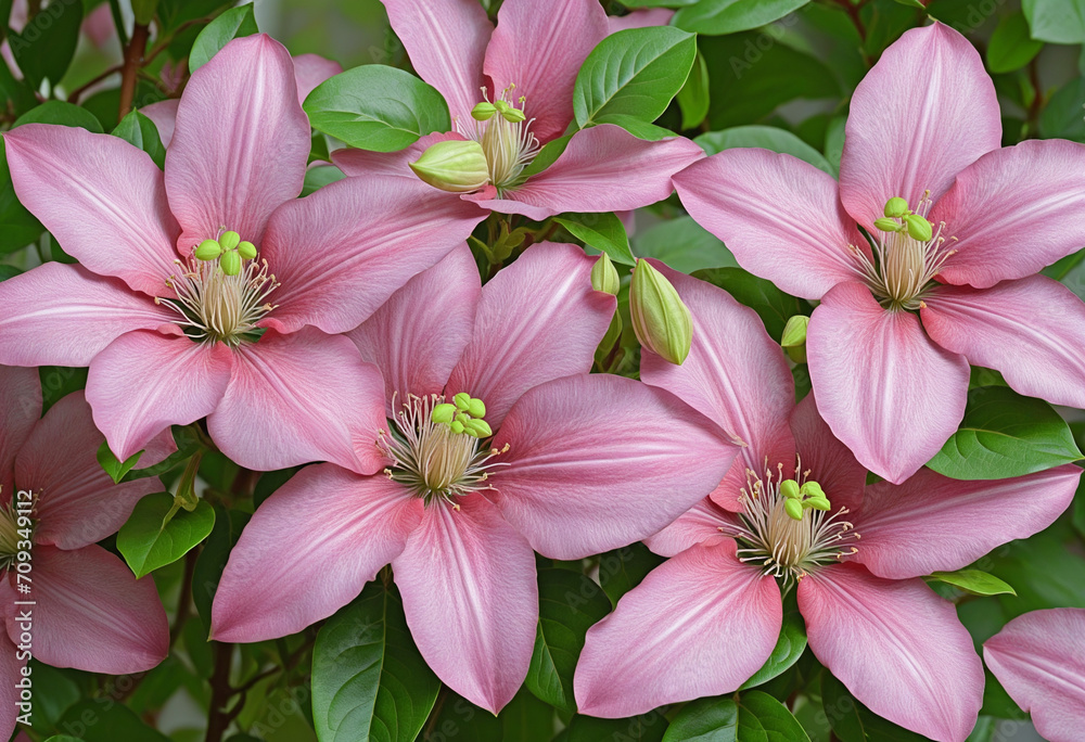 Beautiful Pink Clematis Blooms Beautiful Pink Clematis Blooms