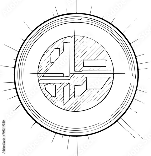 Vektorgrafik von keltischen Knoten Bilderrahmen, schwarz-weiß, modern pompös 